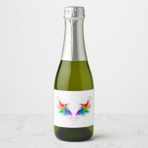 Fluffy Rainbow Wings Sparkling Wine Label