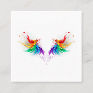 Fluffy Rainbow Wings Square Business Card