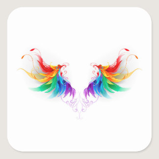 Fluffy Rainbow Wings Square Sticker