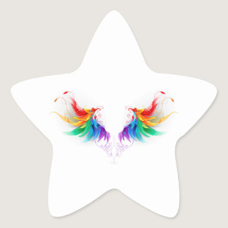 Fluffy Rainbow Wings Star Sticker