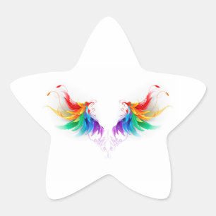Fluffy Rainbow Wings Star Sticker