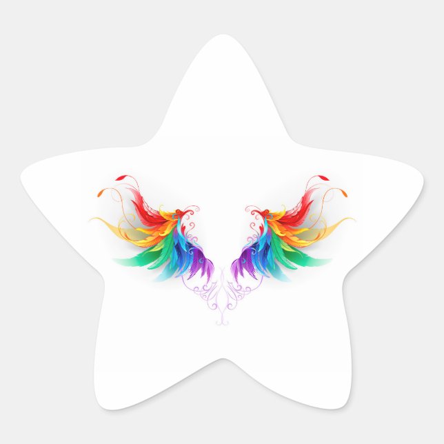 Fluffy Rainbow Wings Star Sticker (Front)