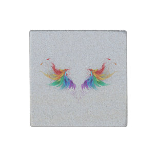 Fluffy Rainbow Wings Stone Magnet