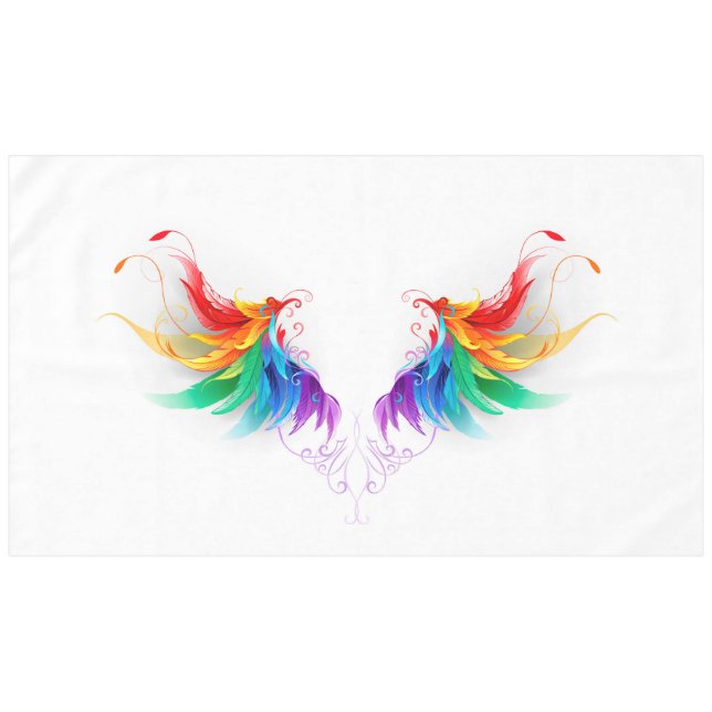 Fluffy Rainbow Wings Tablecloth (Front (Horizontal))