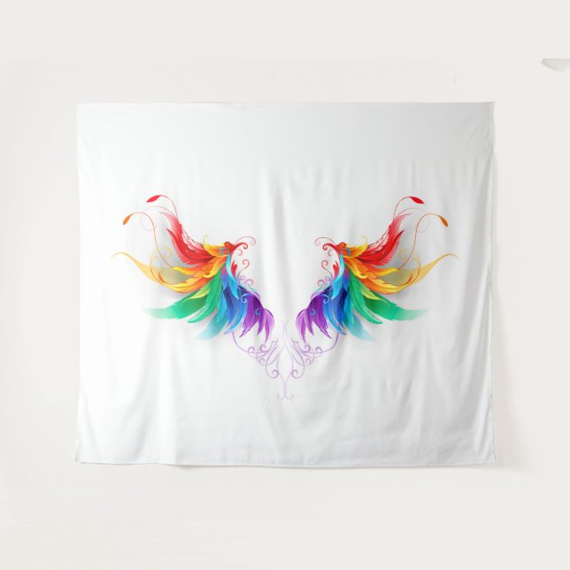 Fluffy Rainbow Wings Tapestry (Front (Horizontal))