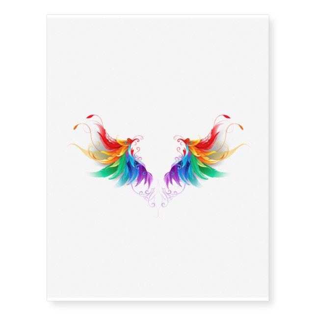 Fluffy Rainbow Wings Temporary Tattoos (Front)