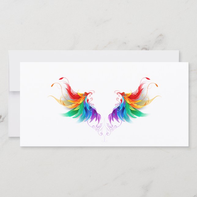 Fluffy Rainbow Wings Thank You Card (Front)