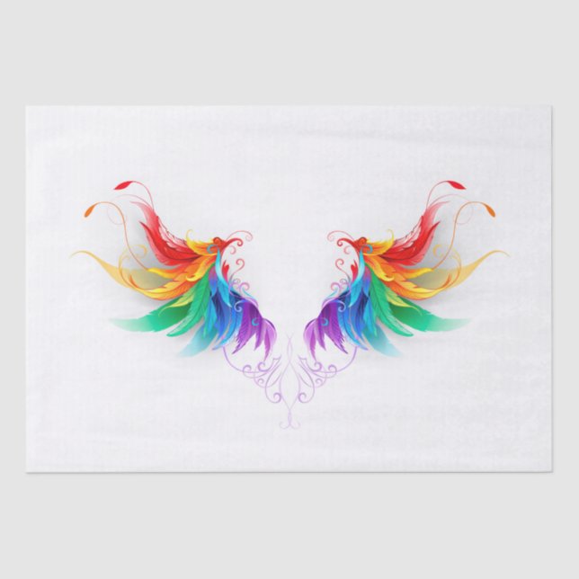Fluffy Rainbow Wings Tissue Paper (Front)