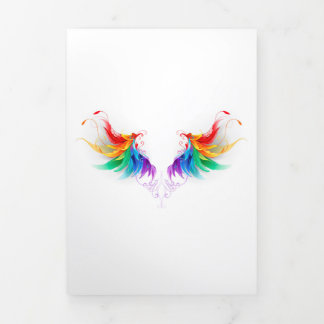 Fluffy Rainbow Wings Tri-Fold Holiday Card