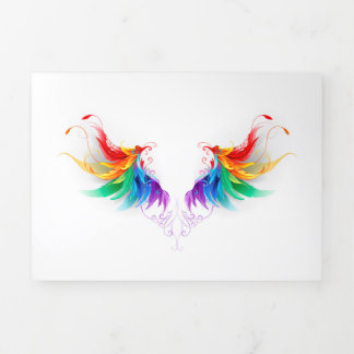 Fluffy Rainbow Wings Tri-Fold Holiday Card