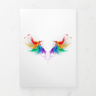 Fluffy Rainbow Wings Tri-Fold Invitation