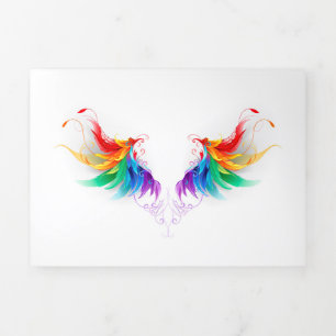 Fluffy Rainbow Wings Tri-Fold Invitation