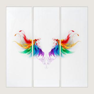 Fluffy Rainbow Wings Triptych