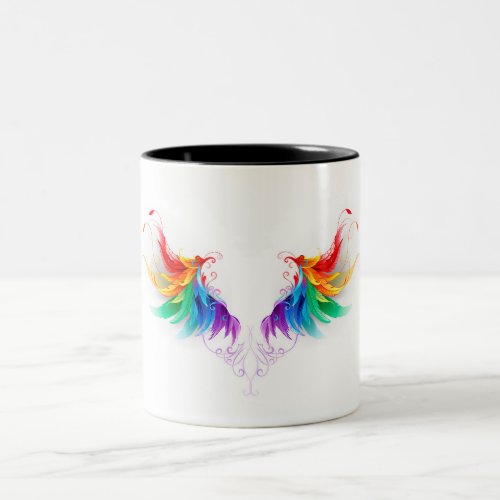 Fluffy Rainbow Wings Two_Tone Coffee Mug