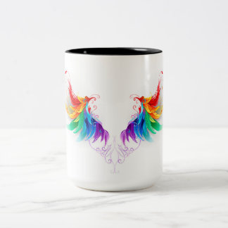 Fluffy Rainbow Wings Two-Tone Coffee Mug