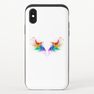Fluffy Rainbow Wings iPhone XS Slider Case