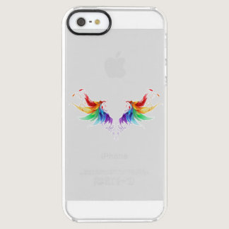 Fluffy Rainbow Wings Clear iPhone SE/5/5s Case