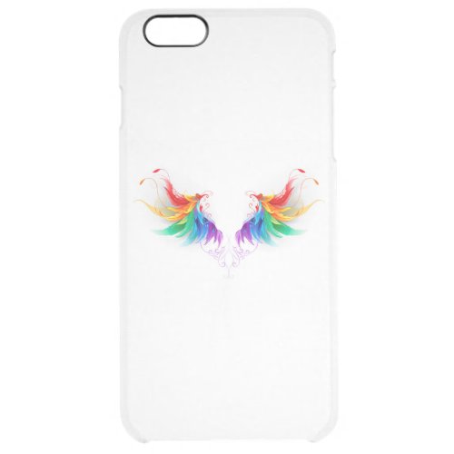 Fluffy Rainbow Wings Clear iPhone 6 Plus Case
