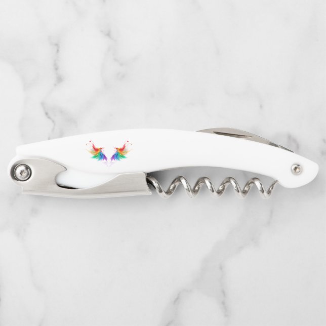 Fluffy Rainbow Wings Waiter's Corkscrew (Front)