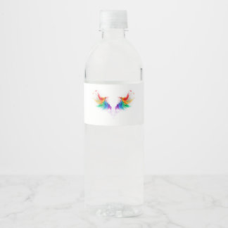 Fluffy Rainbow Wings Water Bottle Label
