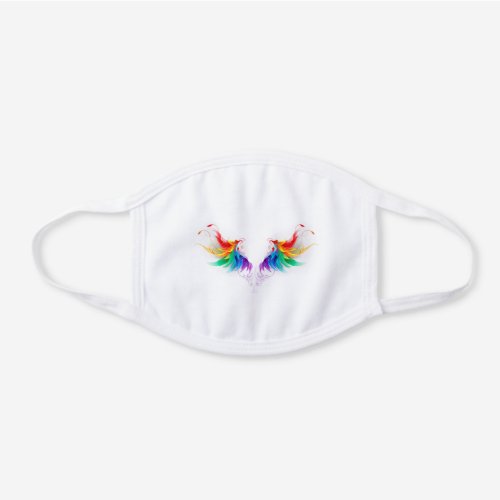 Fluffy Rainbow Wings White Cotton Face Mask