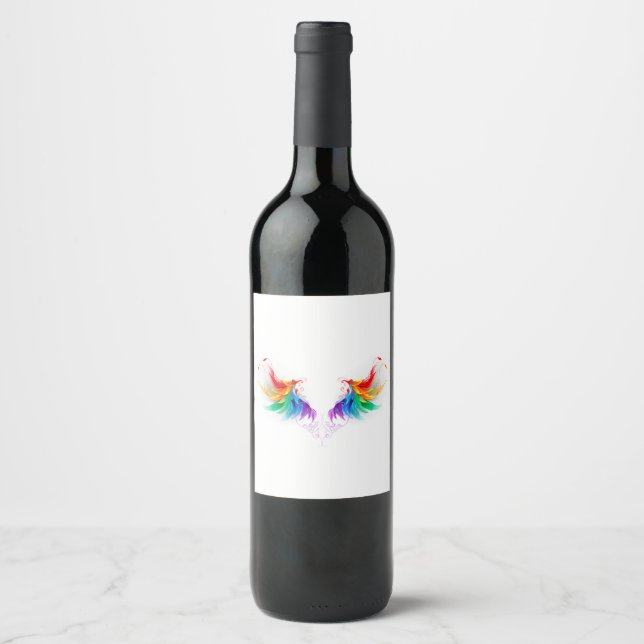 Fluffy Rainbow Wings Wine Label (Front)