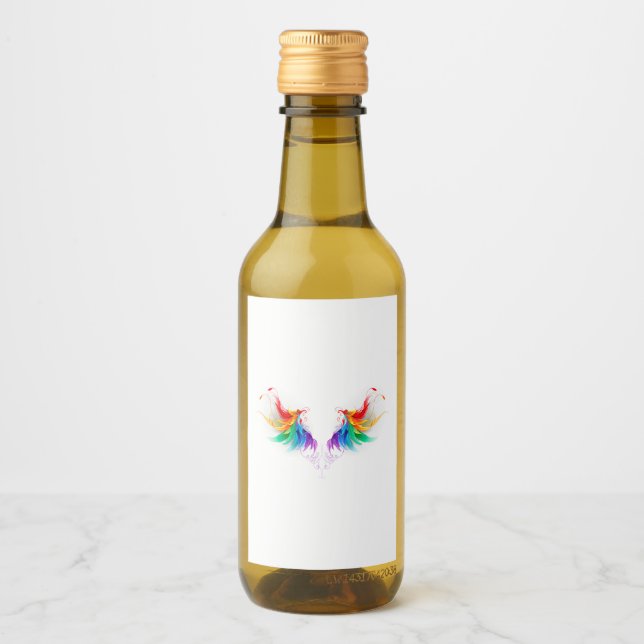Fluffy Rainbow Wings Wine Label (Front)