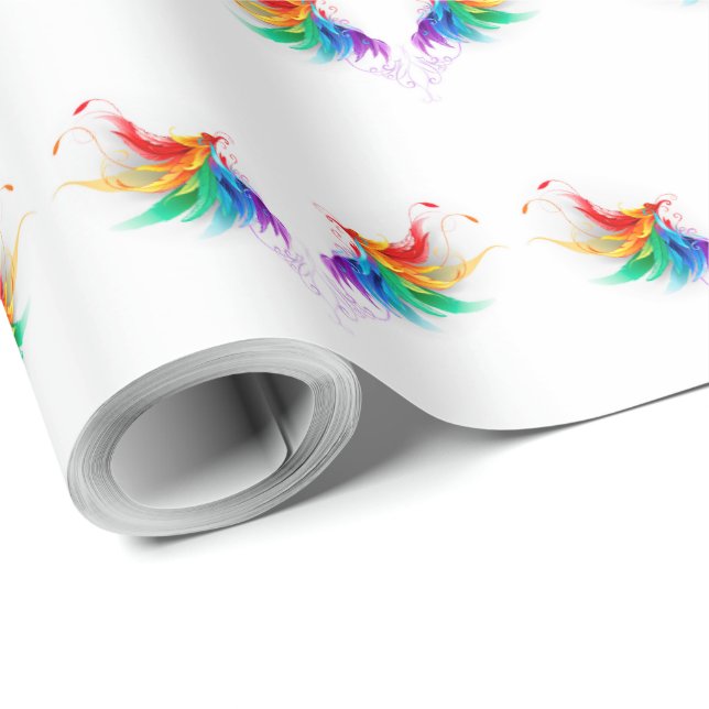 Fluffy Rainbow Wings Wrapping Paper (Roll Corner)