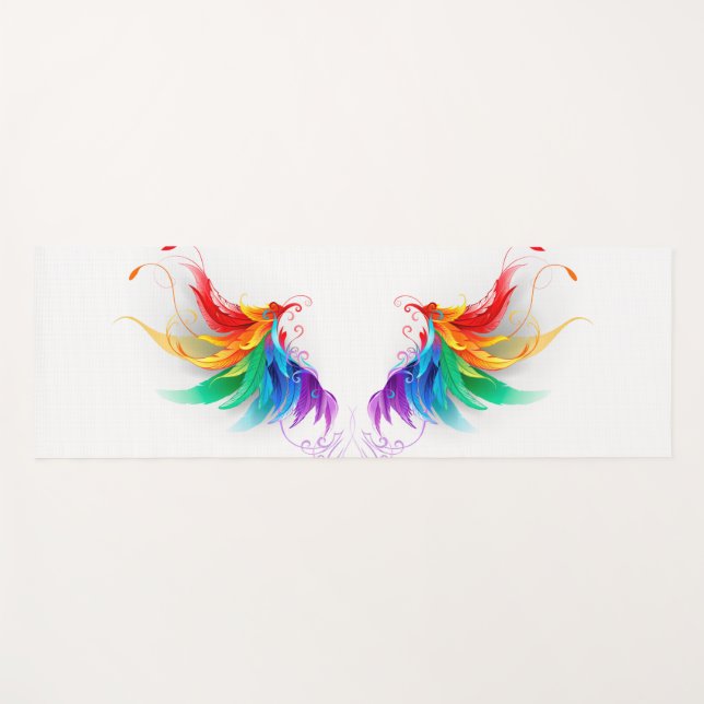 Fluffy Rainbow Wings Yoga Mat (Front (Horizontal))