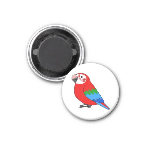 Fluffy red and green winged macaw parrot cartoon magnet