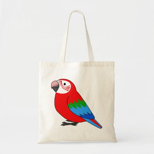 Fluffy red and green winged macaw parrot cartoon tote bag