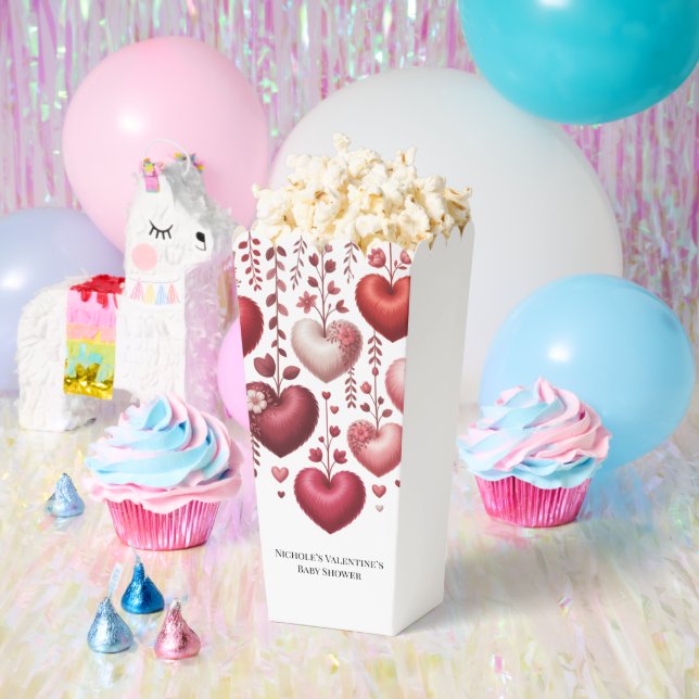 Fluffy Red Floral Heart Baby Shower Favor Boxes (Party)