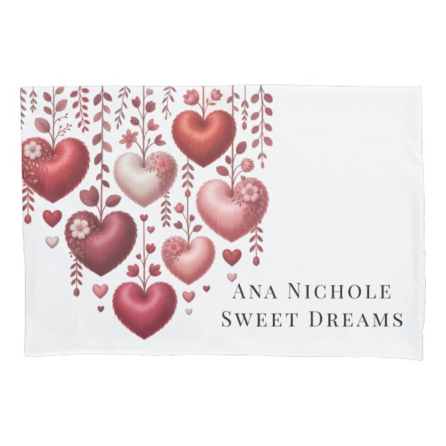 Fluffy Red Floral Heart Baby Shower Gift Pillow Case (Front)
