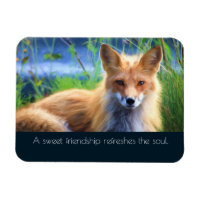 Fluffy Red Fox with Friendship Quote
