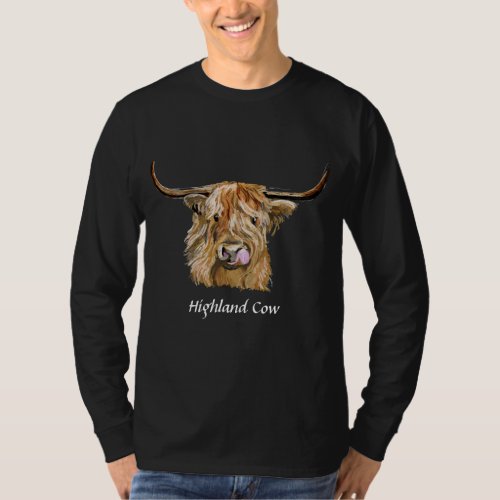 Fluffy Red Highland Cow Original Digital Art  T_Shirt