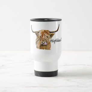 Fluffy Red Highland Cow Original Digital Art  Travel Mug