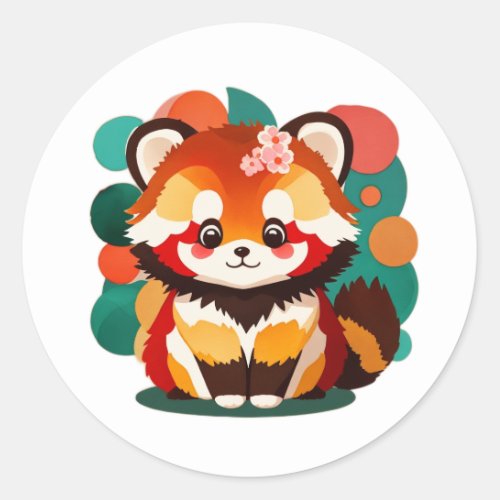 Fluffy Red Panda Classic Round Sticker