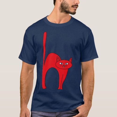 Fluffy Scared Red Cat T_Shirt