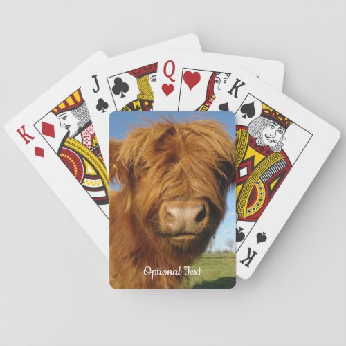 Fluffy Scottish Highland Cow _ Blue Sky Playing Cards