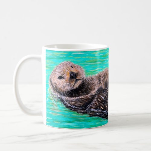 Fluffy Sea Otter Painting Coffee Mug