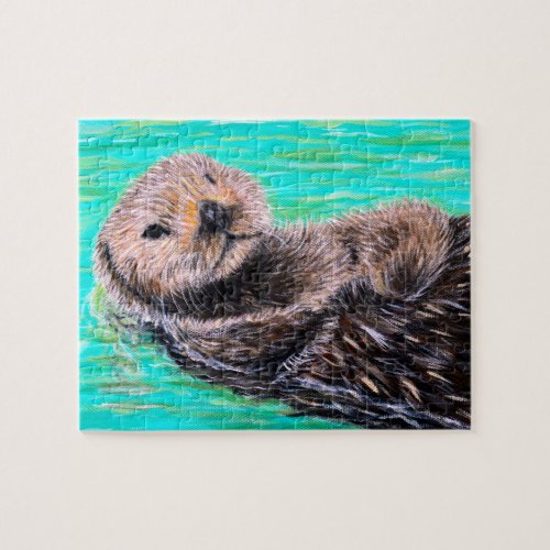 Fluffy Sea Otter Painting Jigsaw Puzzle