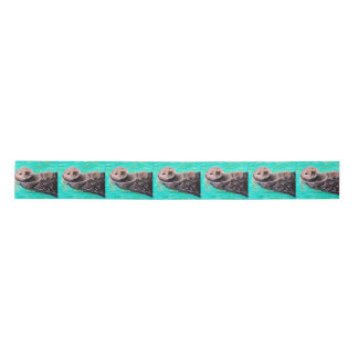 Fluffy Sea Otter Painting Satin Ribbon