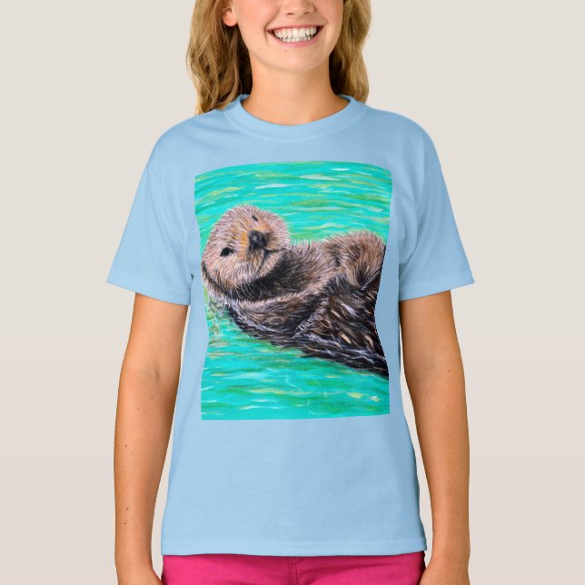 Fluffy Sea Otter Painting T-Shirt (Front)