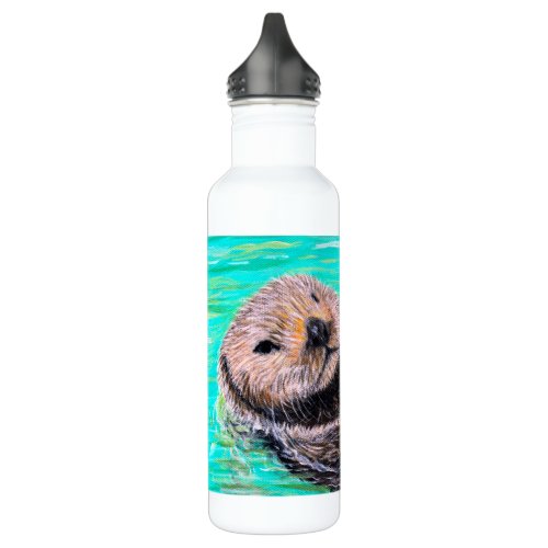 Fluffy Seat Otter Painting Stainless Steel Water Bottle