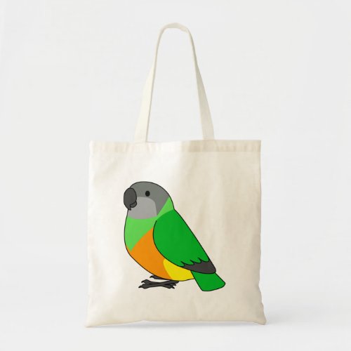 Fluffy senegal parrot cartoon drawing tote bag