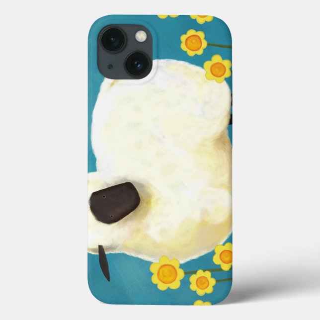Fluffy Sheep and Yellow Flowers Case-Mate iPhone Case (Back)