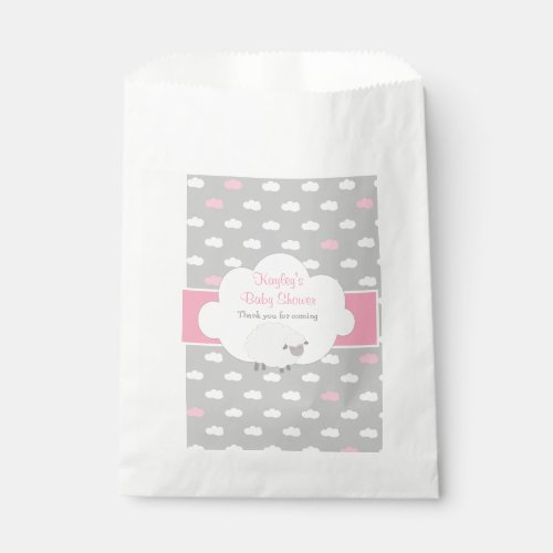 Fluffy Sheep Baby Shower Favor Bags Pink