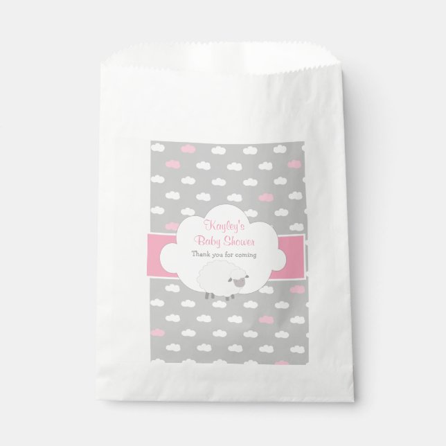 Fluffy Sheep Baby Shower Favor Bags (Pink) (Front)