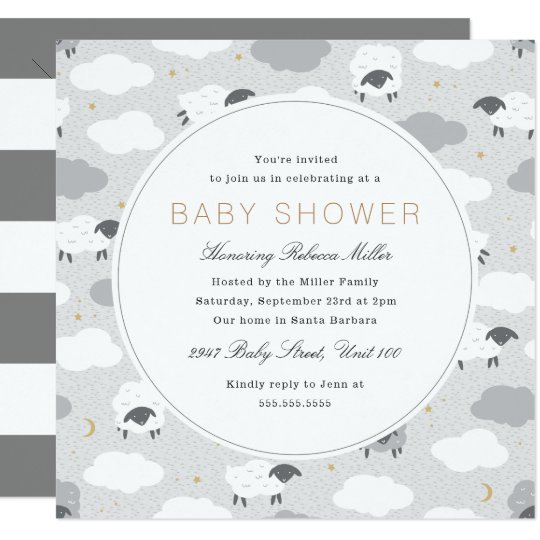 Fluffy Sheep Baby Shower Invitation