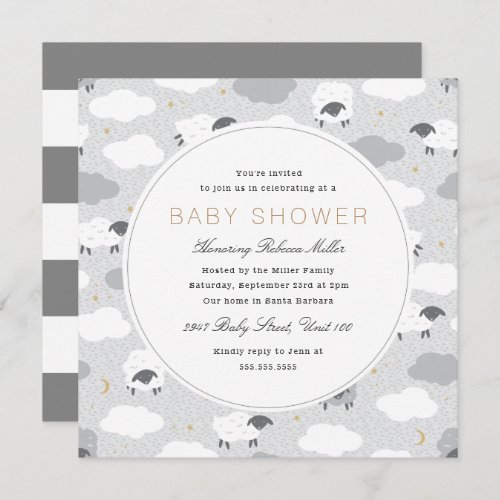 Fluffy Sheep Baby Shower Invitation